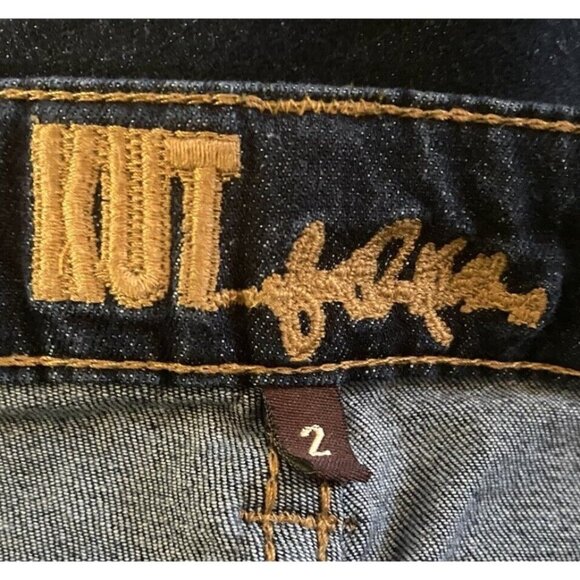 KUT‎ from the Kloth Cuffed Ankle Straight Leg Capri Crop Pant Dark Wash Jeans 2 - Picture 6 of 8